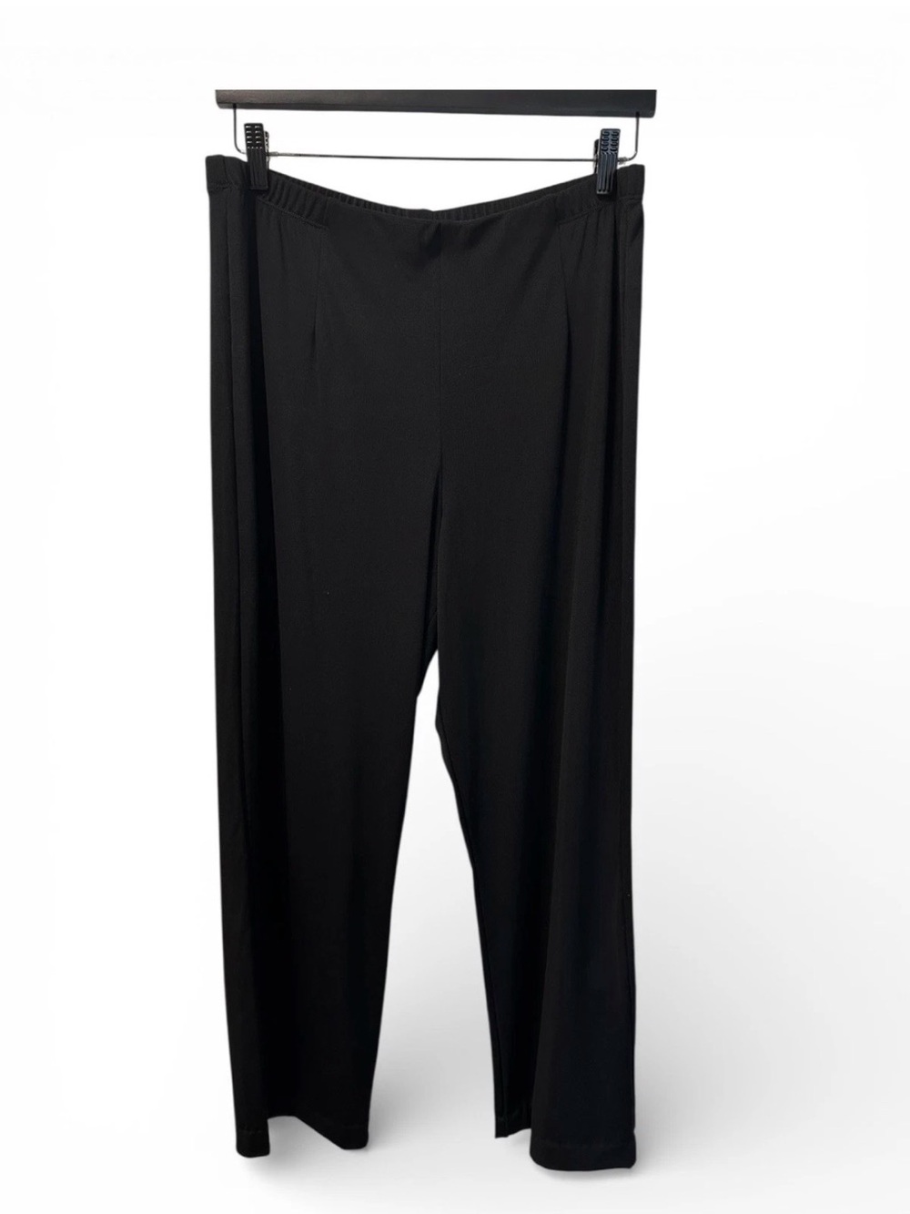 Chicos Pull On Straight Leg Slinky Pants Black SZ 1 Short